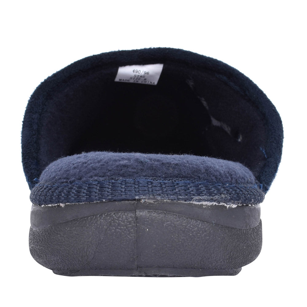 Mens 490 Stag Wide Fit Mule Slipper In Navy