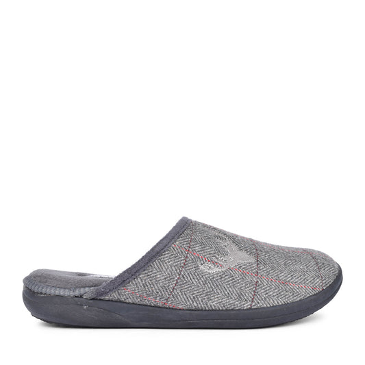 Mens Stag 490 Wide Fit Mule Slipper In Grey