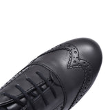 Girls Pri Laced Brogue Shoe In Blk Leather