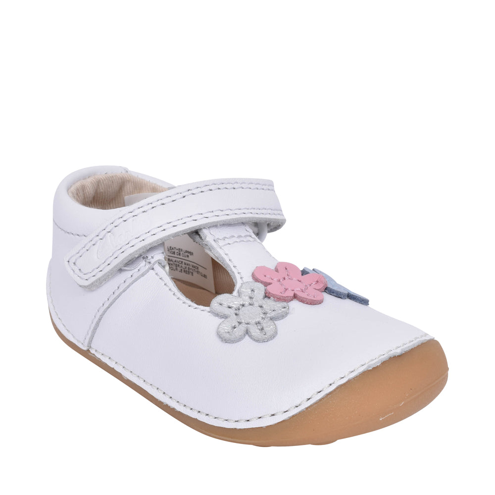 Girls Pre-walker Tiny Sun White Leather Shoe In Kids G Fit