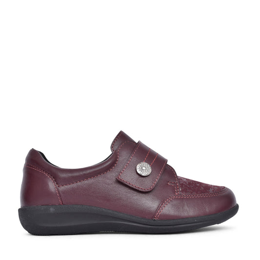 Ladies 68182d Royston 2v Wide Fit Shoe In Burgandy