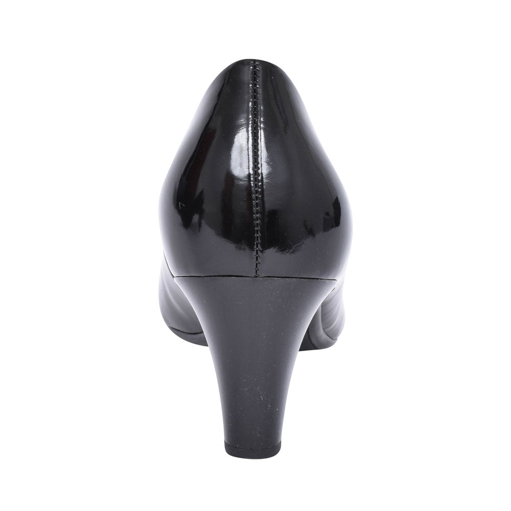 Ladies 400 Medium Heel Patent Court Shoe In Black