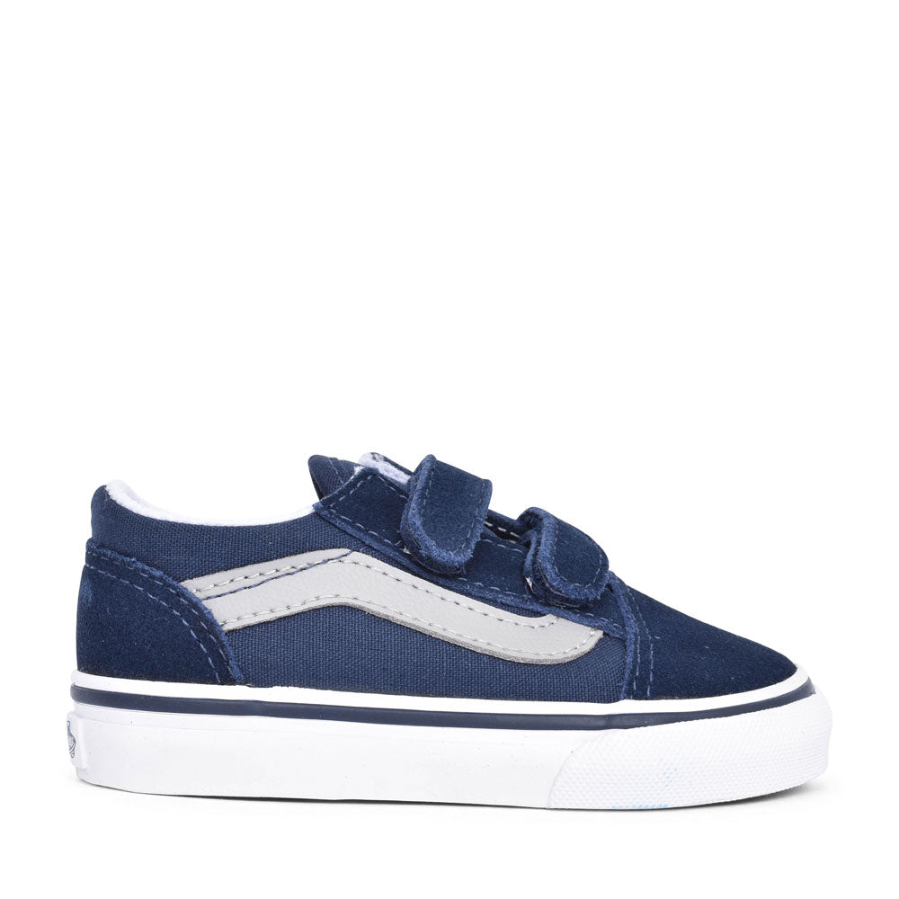 Boys Old Skool V Casual Double Velcro Trainer In Navy