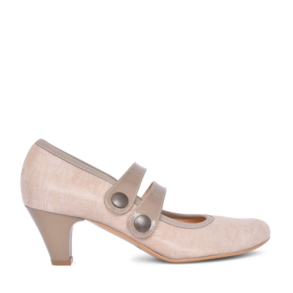 Ladies 5536 G-fit Mary Jane Court Shoe In Beige