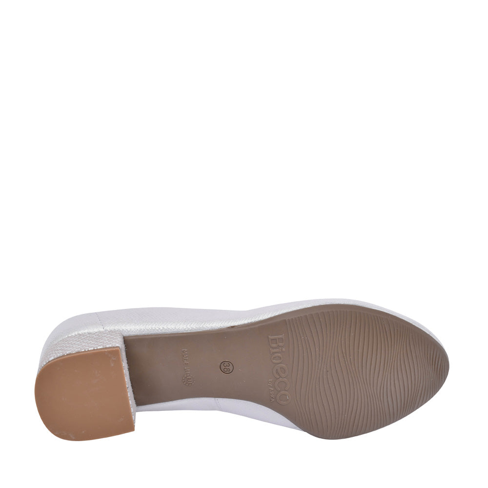 Ladies 5632 G-fit Low Heel Court Shoe In Silver