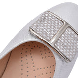Ladies 5632 G-fit Low Heel Court Shoe In Silver