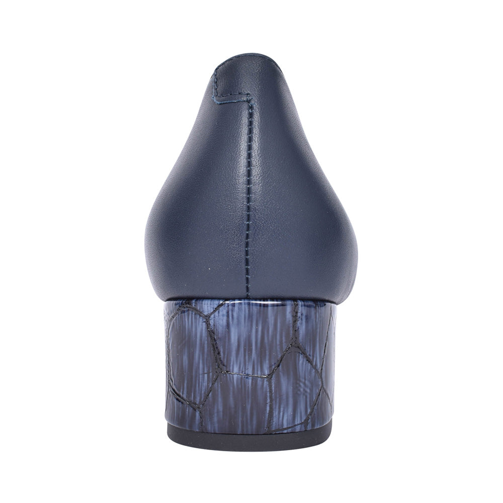 Ladies 5632 G-fit Low Heel Court Shoe For Ladies In Navy Croc