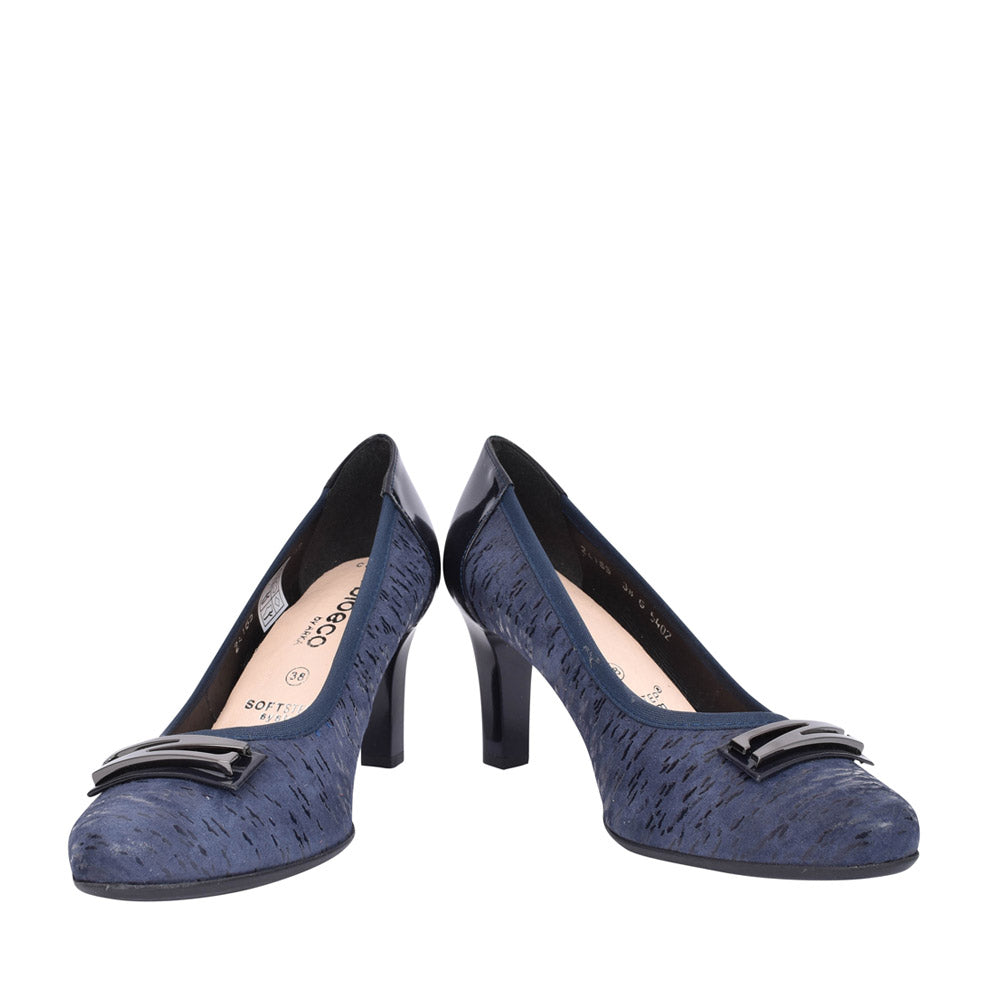 Ladies 5402 G-fit Medium Heel Court Shoe In Navy