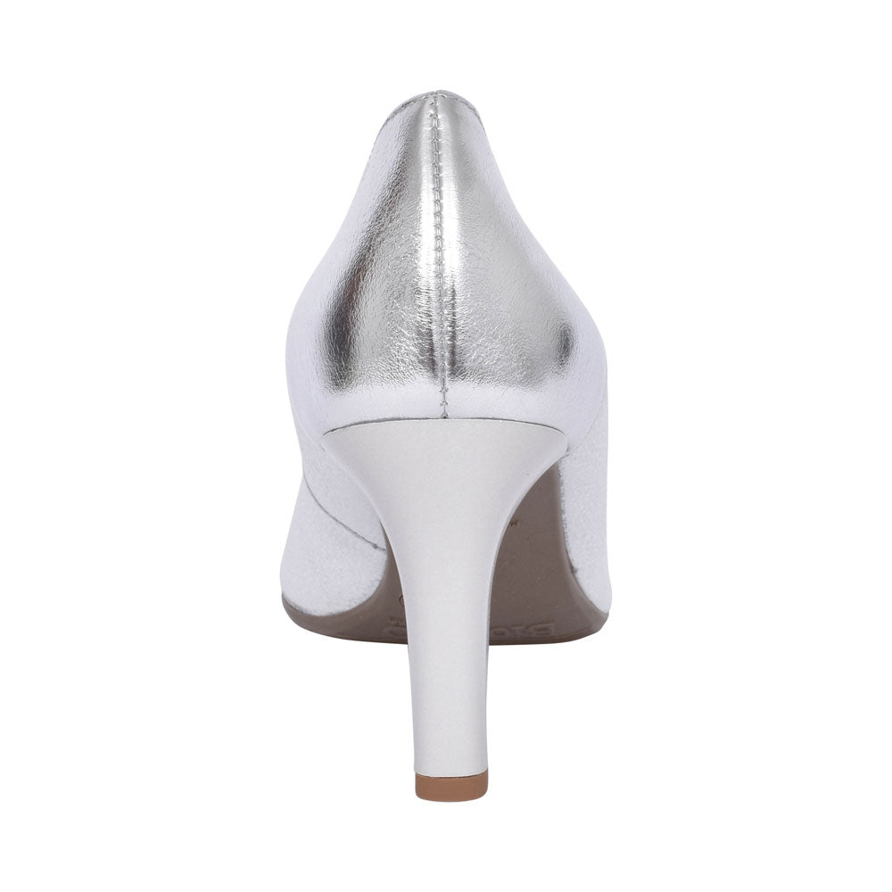 Ladies 5402 G-fit Medium Heel Court Shoe In Silver
