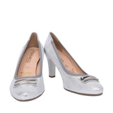 Ladies 5402 G-fit Medium Heel Court Shoe In Silver
