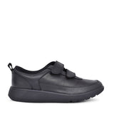 Boys Scape Flare Black Leather Velcro Shoe In Kids F Fit