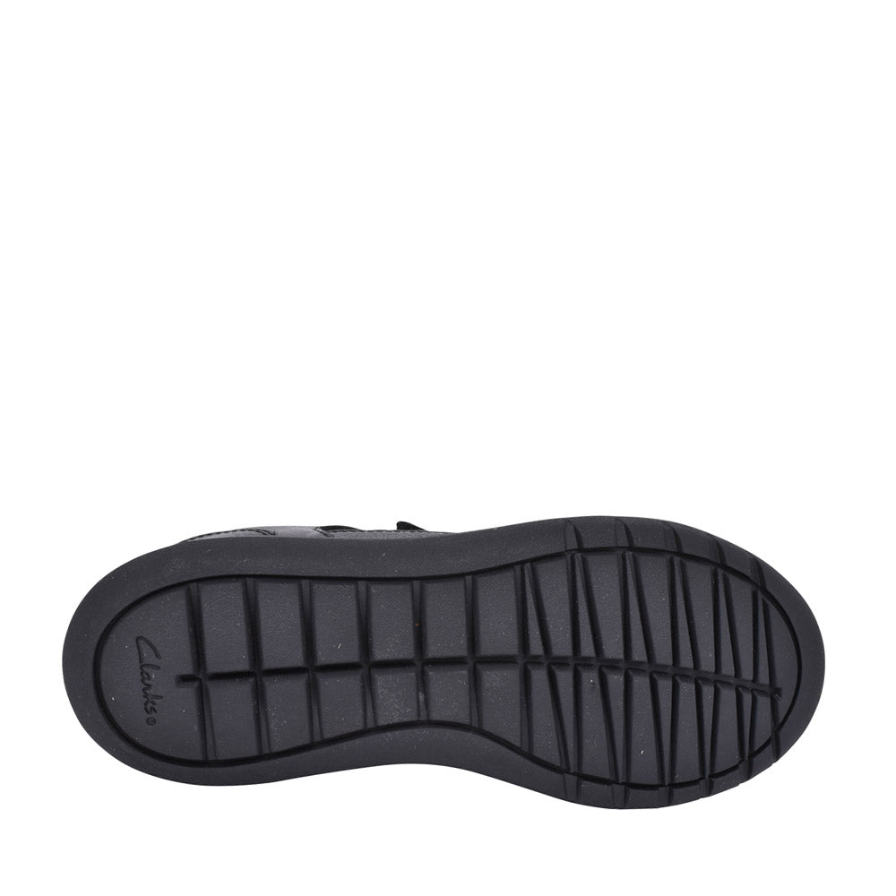 Boys Scape Flare Black Leather Velcro Shoe In Kids F Fit