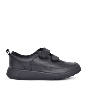 Boys Scape Flare Black Leather Velcro Shoe In Kids G Fit