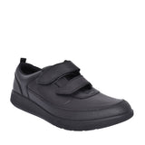 Boys Scape Flare Black Leather Velcro Shoe In Kids E Fit