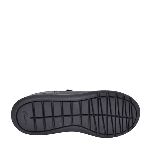 Boys Scape Flare Black Leather Velcro Shoe In Kids F Fit