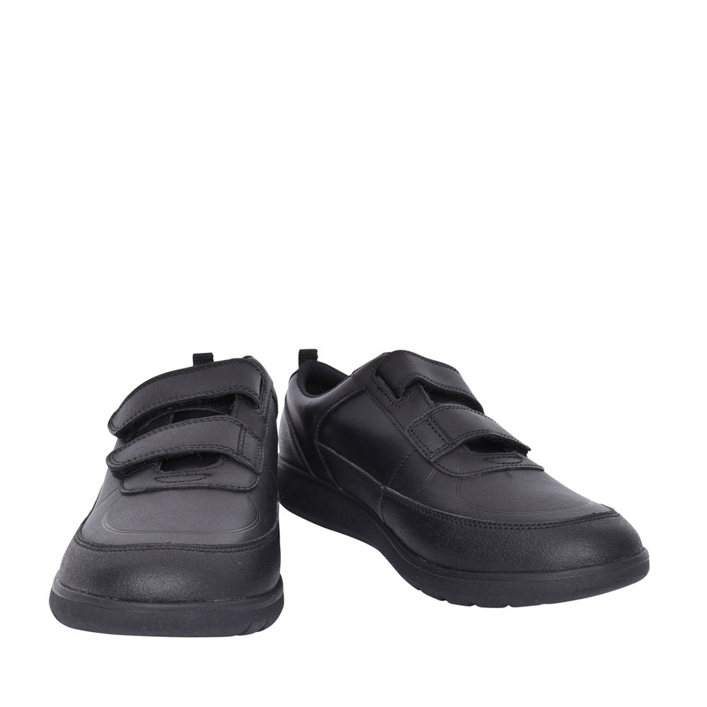Boys Scape Flare Black Leather Velcro Shoe In Kids G Fit