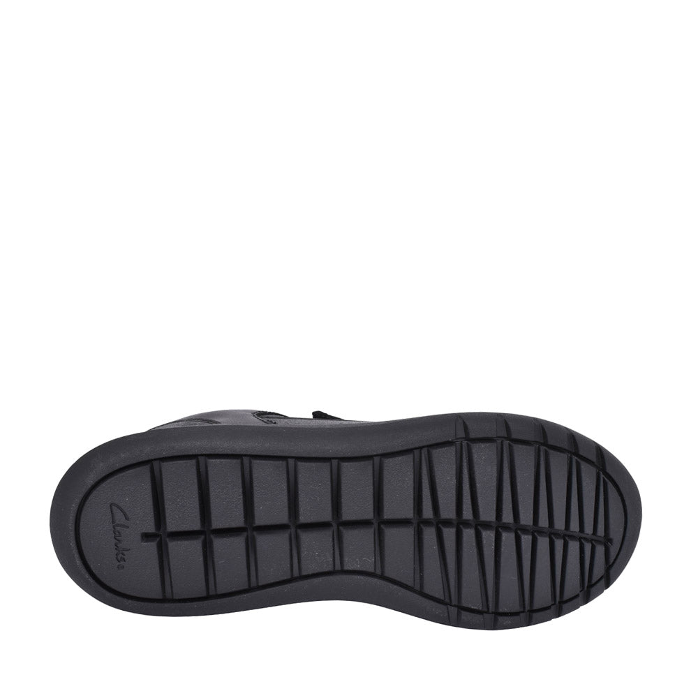 Boys Scape Flare Black Leather Velcro Shoe In Kids G Fit