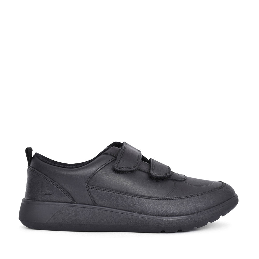 Boys Scape Flare Black Leather Velcro Shoe In Kids H Fit
