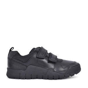 Boys Scooter Speed Black Leather Velcro Shoe In Kids E Fit
