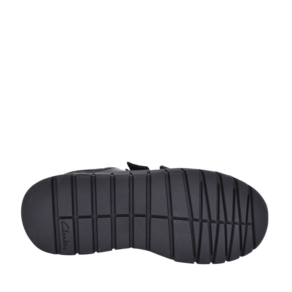Boys Scooter Speed Black Leather Velcro Shoe In Kids E Fit