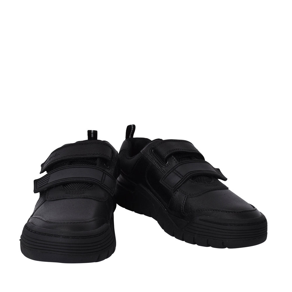 Boys Scooter Speed Black Leather Velcro Shoe In Kids G Fit