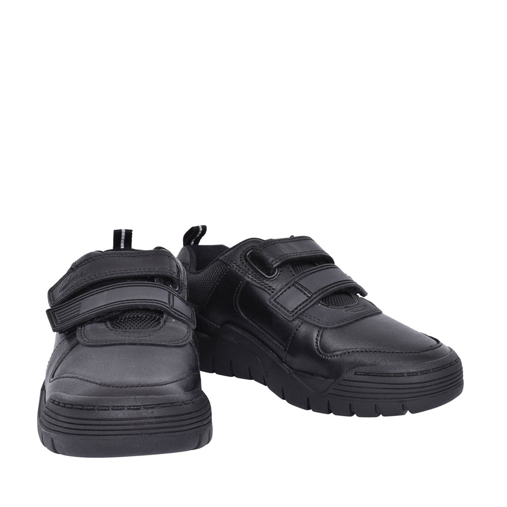 Boys Scooter Speed Black Leather Velcro Shoe In Kids H Fit