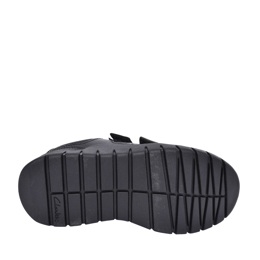 Boys Scooter Speed Black Leather Velcro Shoe In Kids H Fit