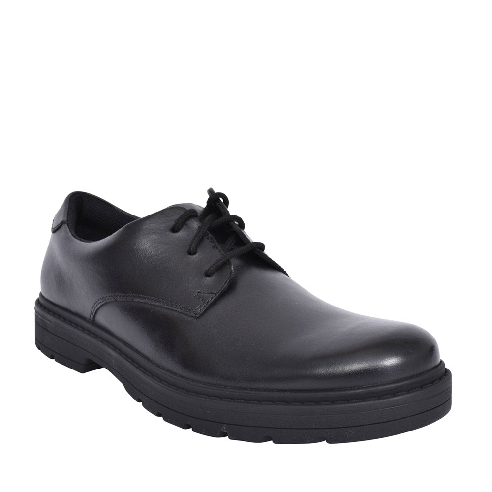 Boys Loxhamderby Black Leather Laced Shoe In Kids F Fit