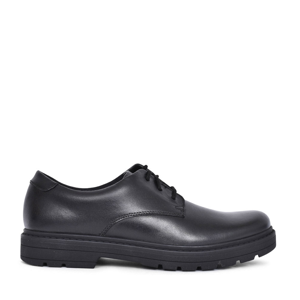 Boys Loxhamderby Black Leather Laced Shoe In Kids G Fit