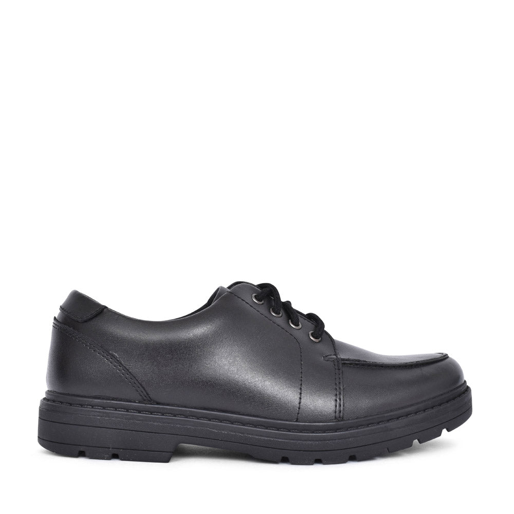 Boys Loxham Pace Black Leather Laced Shoe In Kids G Fit