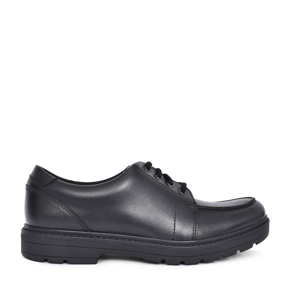 Boys Loxham Pace Black Leather Laced Shoe In Kids G Fit