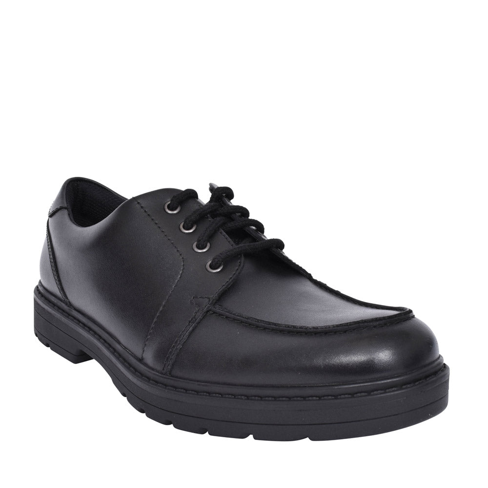 Boys Loxham Pace Black Leather Laced Shoe In Kids G Fit