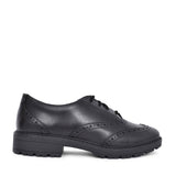 Girls Loxham Brogue Black Leather Laced Brogue Shoe In Kids G Fit