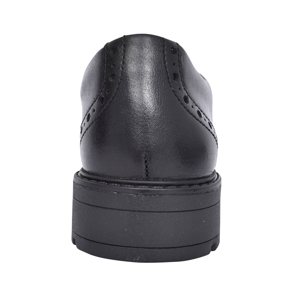 Girls Loxham Brogue Black Leather Laced Brogue Shoe In Kids G Fit