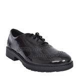 Girls Loxham Brogue Youth Black Patent Laced Brogue Shoe In Kids F Fit