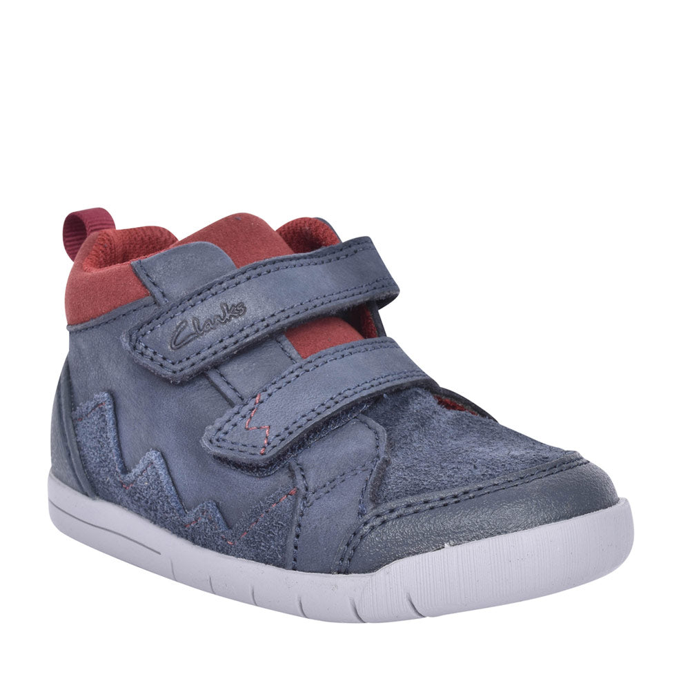 Boys Rex Park Navy Leather Velcro Boot In Kids F Fit