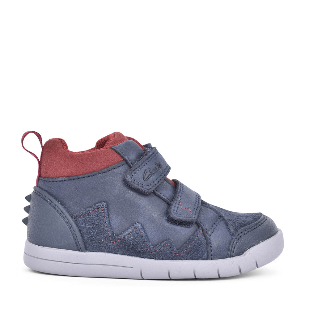 Boys Rex Park Navy Leather Velcro Boot In Kids H Fit