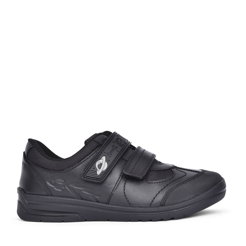 Boys Rocket Black Leather Shoe In Kids H Fit