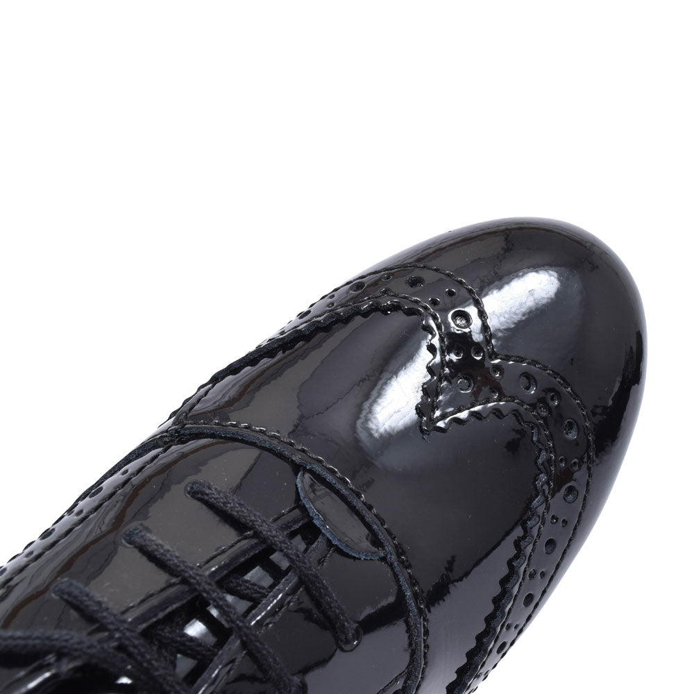 Girls Matilda Laced M Fit Brogue Shoe In Blk Patent