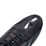 Girls Matilda Laced W Fit Brogue Shoe In Blk Patent
