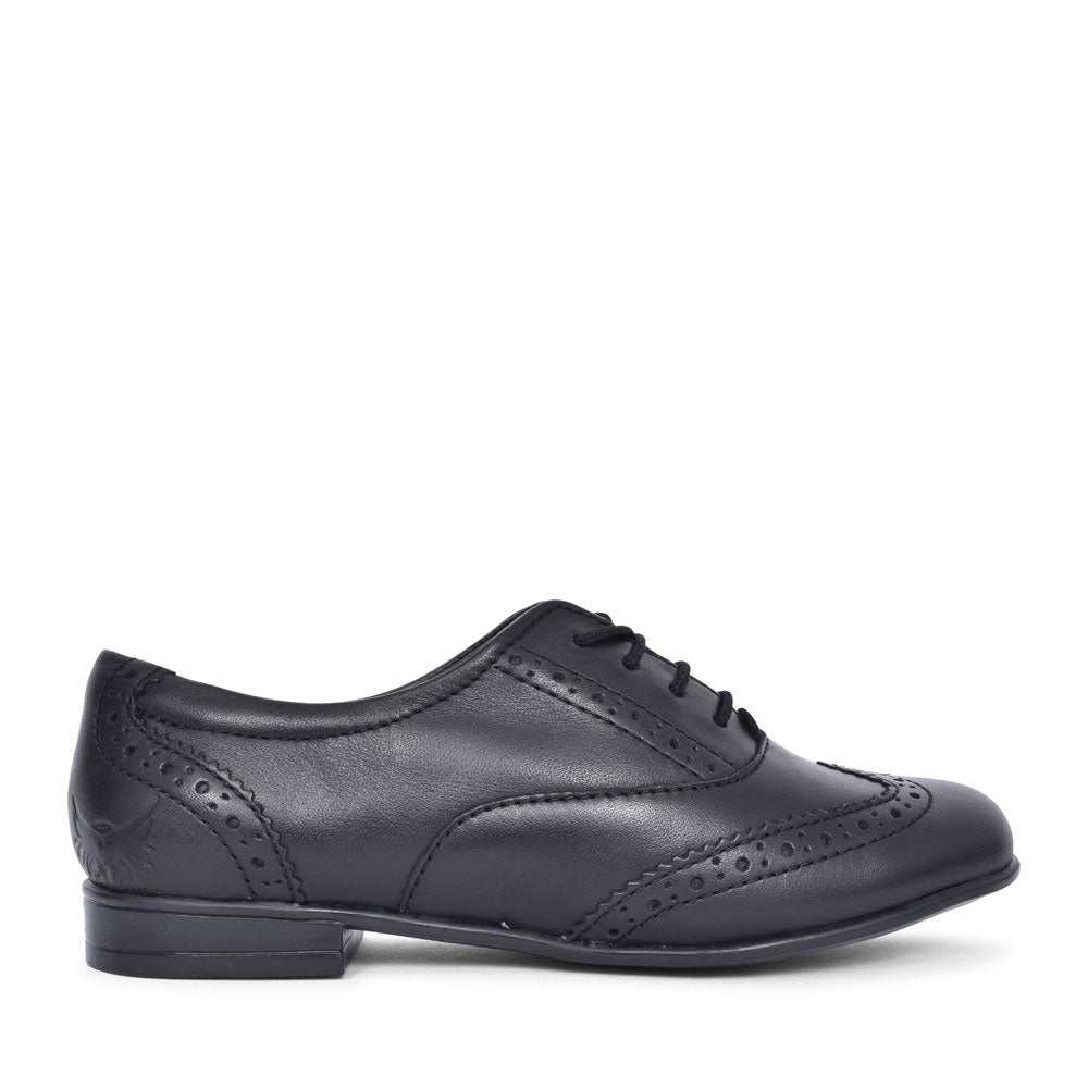 Girls Matilda Laced W Fit Brogue Shoe In Blk Leather