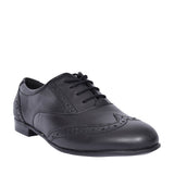 Girls Matilda Laced W Fit Brogue Shoe In Blk Leather