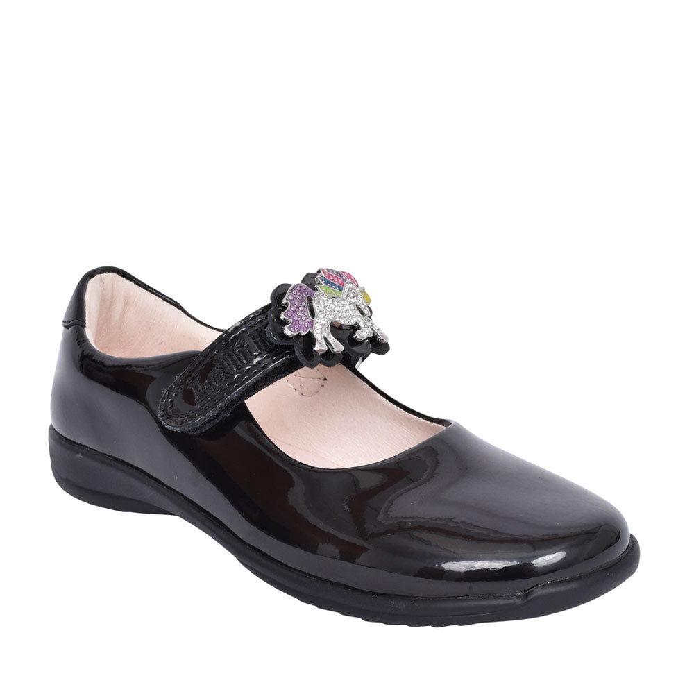 Girls Lk8213 Blossom F Fit Velcro Mary Jane In Blk Patent