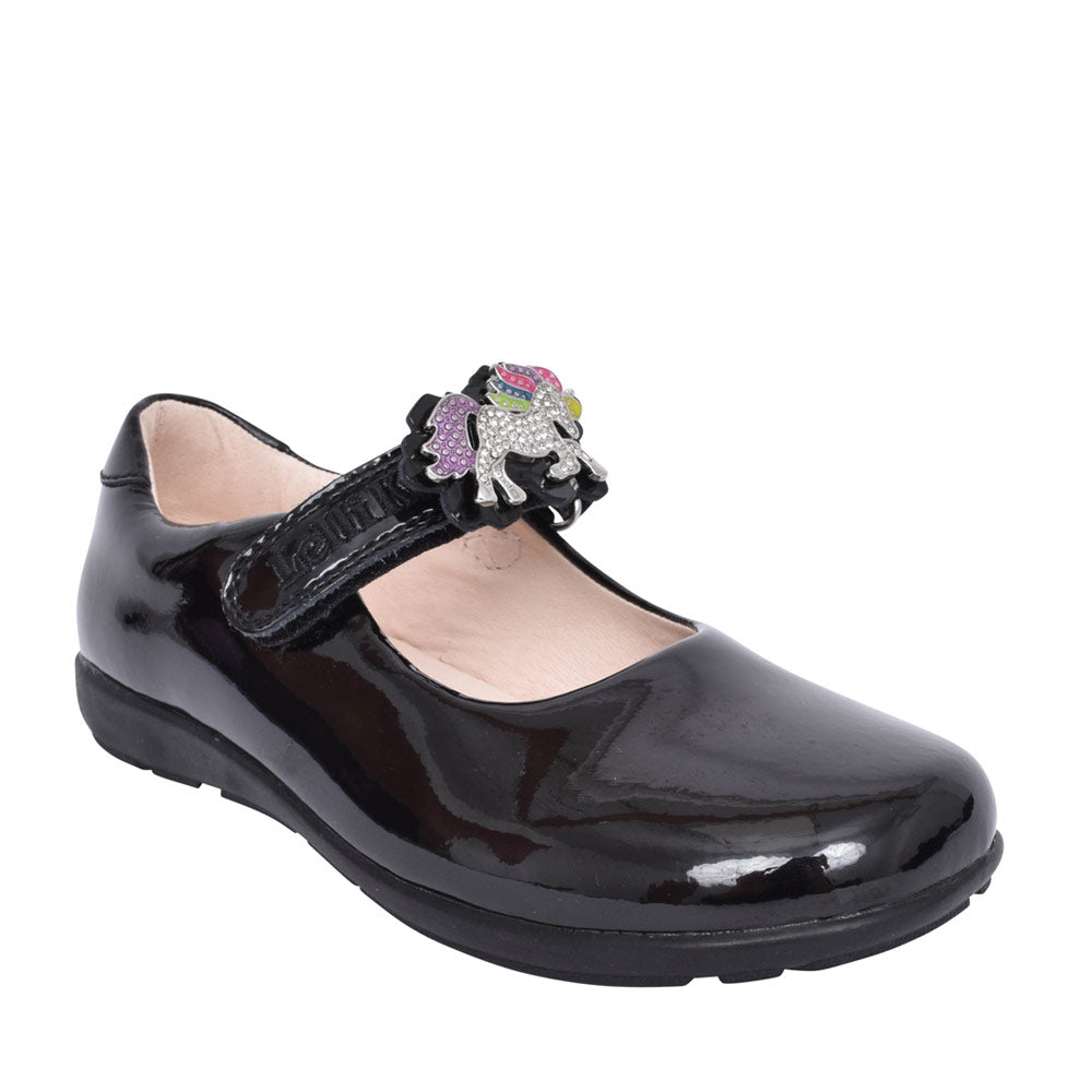 Girls Lk8253 Blossom G Fit Velcro Mary Jane In Blk Patent