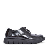 Girls Michelle Black Patent Laced Brogue Shoe In Blk Patent