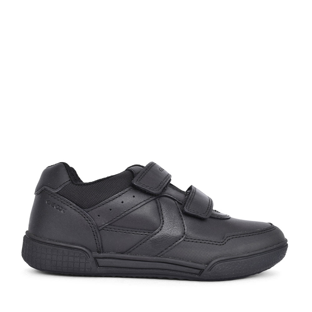 Boys J02bca Poseido Double Velcro Shoe In Blk Leather