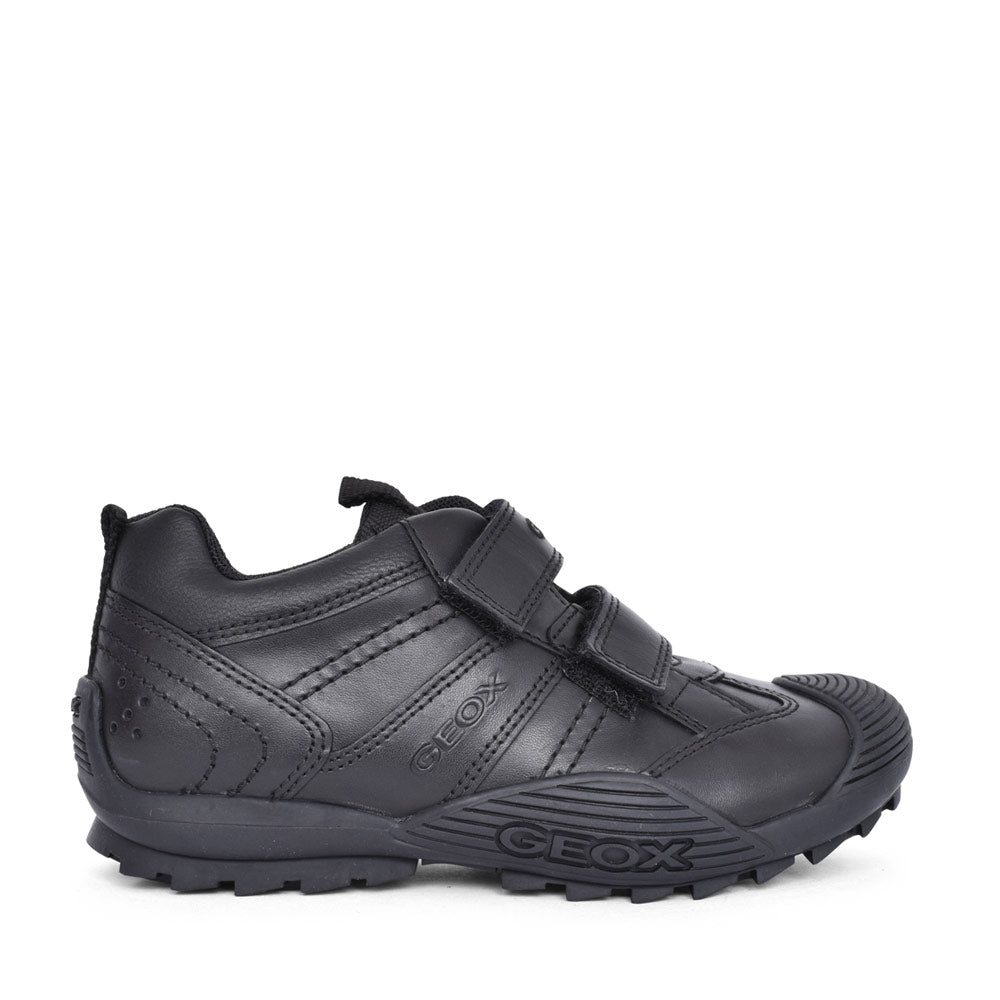 Boys J0424a Savage Double Velcro Shoe In Blk Leather
