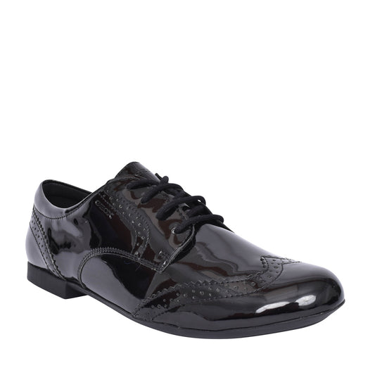 Plie Laced Brogue Shoe In Blk Patent