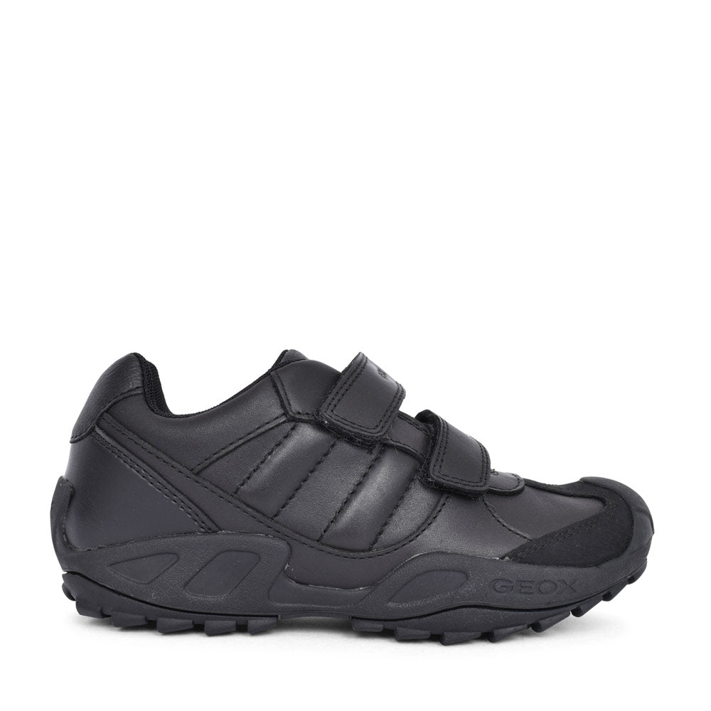 Boys J841vb New Savage Double Velcro Shoe In Blk Leather