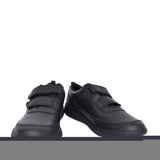 Boys Scape Flare Black Leather Velcro Shoe In Kids E Fit